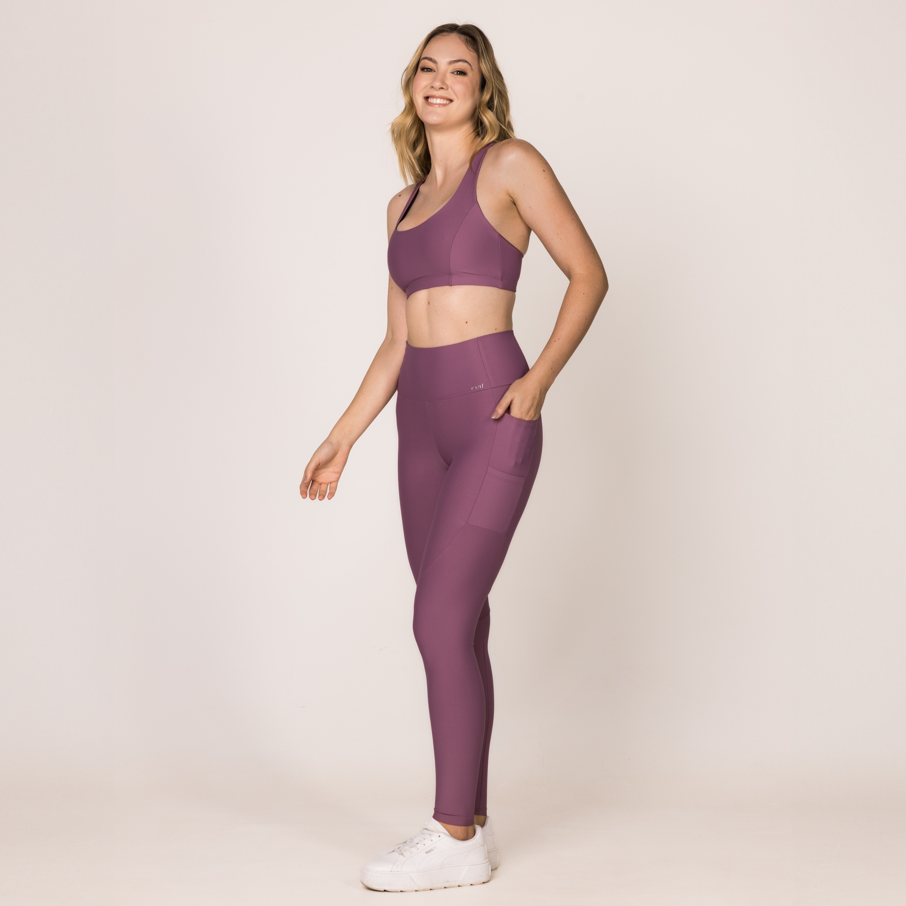 Legging com Bolsos Laterais Rosa Matte