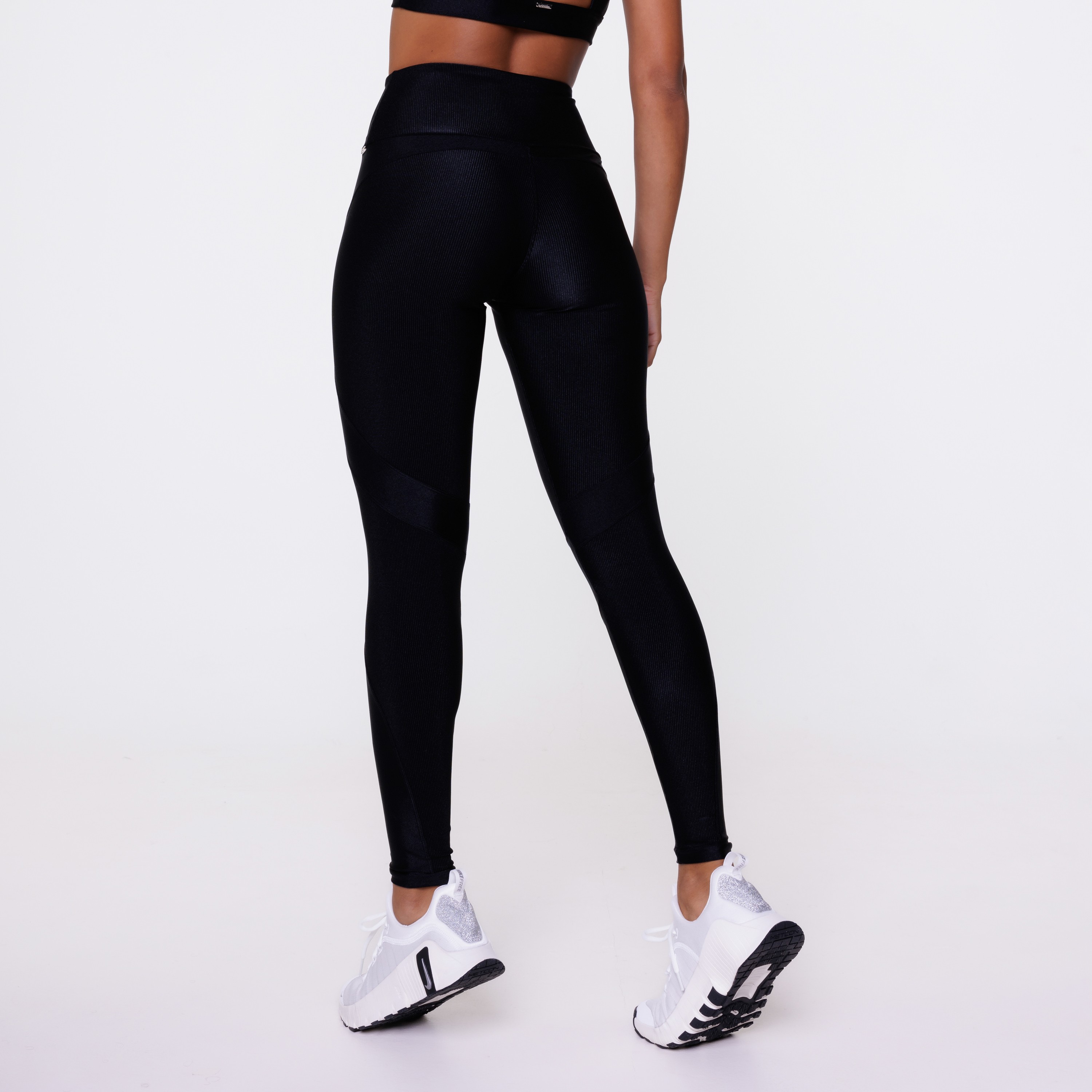 Legging Rib Detalhe Lateral Preto